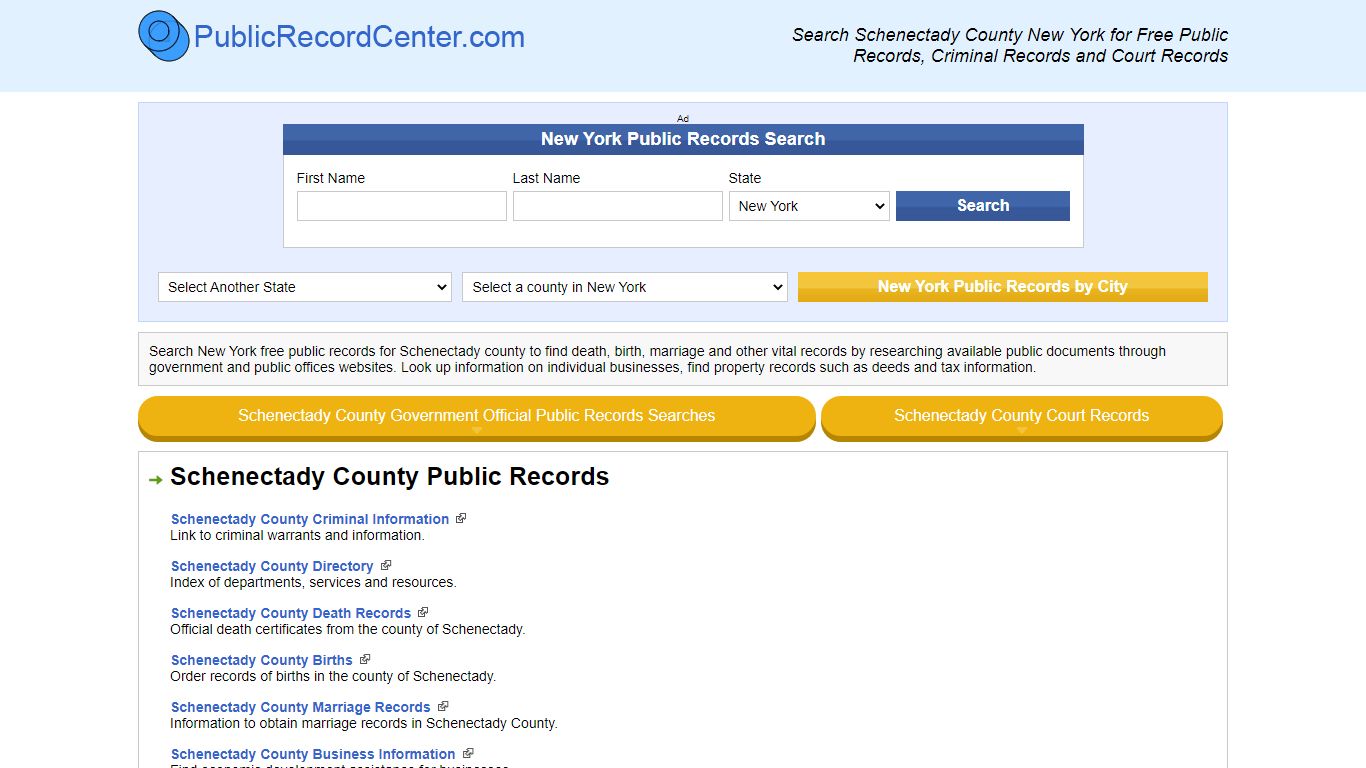 Schenectady County New York Free Public Records - Court Records ...